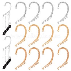 12Pcs 3 Style Alloy Climber Wrap Around Ear Cuff Findings, with Horizontal Multi-Holes, Mixed Color, 50x25x2mm, Hole: 1.6mm and 1.5x3mm, 4Pcs/style(FIND-UN0002-35)