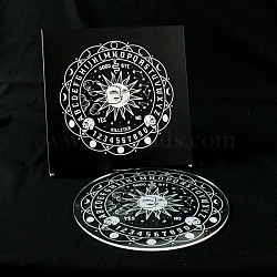 Round Acrylic Pendulum Boards, Talking board, Spirit Board, Sun Moon Eclipse & Skull Pattern, Clear, 220mm(WICR-PW0003-002)