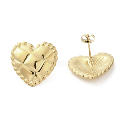 304 Stainless Steel Studs Earrings, Jewely for Women, Heart, Real 18K Gold Plated, 21x22mm(EJEW-K272-02C-G)