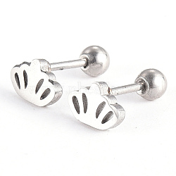 304 Stainless Steel Ear Fake Plugs, Ear Studs, Crown, Stainless Steel Color, 5.5x8x2mm, Pin: 1mm(EJEW-R147-05)