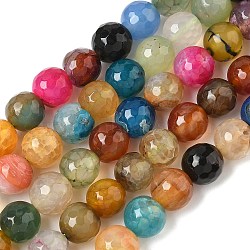 Natural Agate Beads Strands, Dyed & Heated, Faceted, Round, Mixed Color, 10mm, Hole: 0.8mm, about 37pcs/strand, 14.96''(38cm)(X-G-M437-C01-01T)
