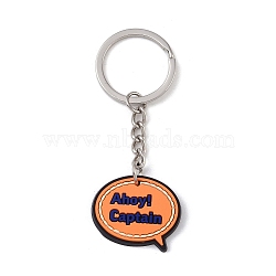 Cartoon PVC Pendant Keychain, with Iron Keychain Findings, Word, 8.2cm(KEYC-U001-01H)