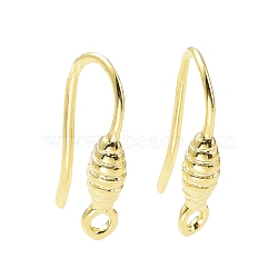 Rack Plating Brass Earring Hooks, with Vertical Loops, Long-Lasting Plated, Lead Free & Cadmium Free, Golden, 14x0.3mm, Hole: 1.2mm, 21 Gauge, Pin: 0.7mm(KK-F839-028G)