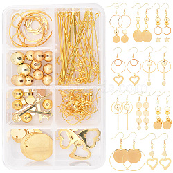 DIY Earring Making Kits, Including Brass Linking Rings & Beads, 304 Stainless Steel Pendants &  Links, Iron Findings, Golden(DIY-SC0001-25G)