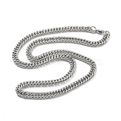201 Stainless Steel Mesh Necklace, Stainless Steel Color, 22.13 inch(56.2cm)(NJEW-Q335-08P)