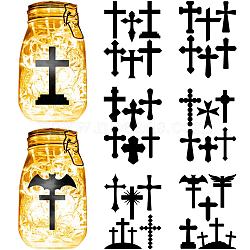 12 Sheets 6 Styles Religion Self-Adhesive PVC Waterproof Picture Stickers, Black, Cross, 200x150mm, 2 sheets/style(DIY-WH0605-005)