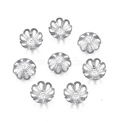 Non-Tarnish 304 Stainless Steel Bead Caps, Multi-Petal, Flower, Stainless Steel Color, 10x3mm, Hole: 1.2mm(STAS-S057-52)