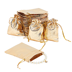 Elite 60Pcs Organza Bags, Rectangle with Drawstring, Gold, 9x7cm(OP-PH0001-26)