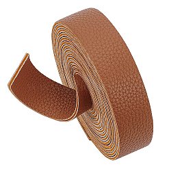 2.5M Double Face Litchi Pattern Imitation Leather Cord, Flat, Garment Accessories, Camel, 25x2mm, about 2.73 Yards(2.5m)/Roll(LC-WH0006-08A)