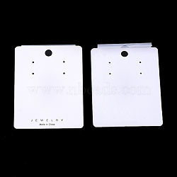 (Holiday Stock-Up Sale)Plastic Display Cards, Used For Earrings, Rectangle, Creamy White, 7.3x5.6x0.7~0.8cm, Hole: 6mm(CDIS-S027-11)