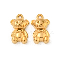 Ion Plating(IP) 304 Stainless Steel Charms, Bear Charms, Real 18K Gold Plated, 14.5x9x4.5mm, Hole: 1.2mm(STAS-N103-115G)