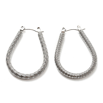 304 Stainless Steel Teardrop Hoop Earrings, Stainless Steel Color, 33x24.5mm