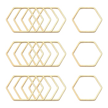 Brass Linking Rings, Hexagon, Light Gold, 20x22.5x1mm, about 1000pcs/bag