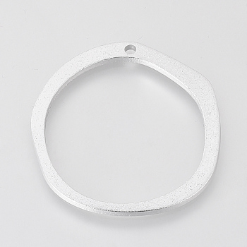 Eco-Friendly Aluminium Pendants, Laser Cut Pendants, Ring, Silver, 53x48.5x2~2.5mm, Hole: 3mm