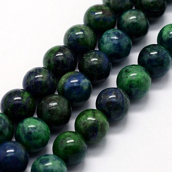Natural Chrysocolla and Lapis Lazuli Beads Strands, Dyed, Round, 4mm, Hole: 0.6mm, about 95pcs/strand,  14.76 inch(37.5cm)
