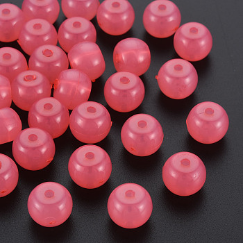 Imitation Jelly Acrylic Beads, Barrel, Salmon, 13x10.5mm, Hole: 2.5mm, about 375pcs/500g
