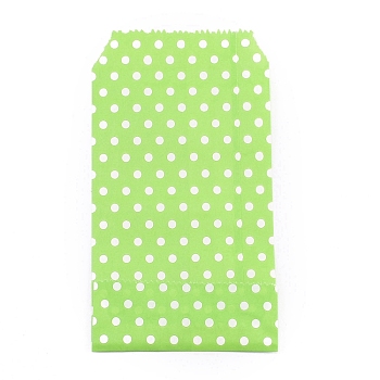 Kraft Paper Bags, No Handles, Storage Bags, White Polka Dot Pattern, Wedding Party Birthday Gift Bag, Pale Green, 15x8.3x0.02cm