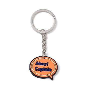 Cartoon PVC Pendant Keychain, with Iron Keychain Findings, Word, 8.2cm