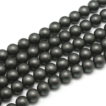 Frosted Non-magnetic Synthetic Hematite Round Bead Strands, Grade AA, 3mm, Hole: 0.8mm, about 133pcs/strand, 16 inch