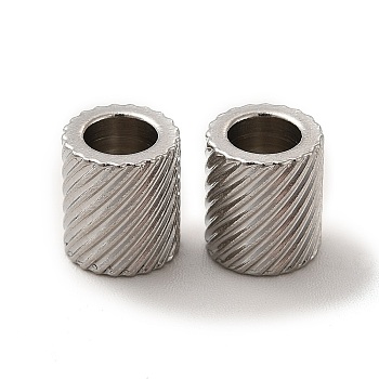 201 Stainless Steel European Beads, Large Hole Beads, Column, Stainless Steel Color, 9x7.3mm, Hole: 4.2mm