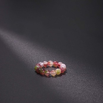 Natural Jade Stretchy Finger Rings, Round, Beads: 4mm, Inner Diameter: Adjustable