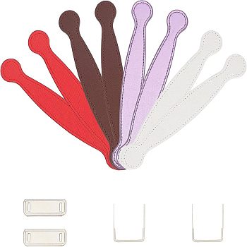 CHGCRAFT PU Leather Bag Handle, with Iron Findings, Bag Replacement Accessories, Mixed Color, 22x3.2x0.4cm, 4 colors, 2pcs/color, 8pcs/set