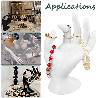 Mannequin en plastique présentoir de bijoux à main(RDIS-WH0009-013B)-7