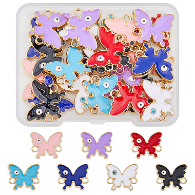 Golden Mixed Color Butterfly Alloy+Enamel Links