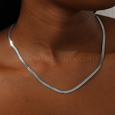 Stainless Steel Herringbone Chain Necklace for Women(NW8434-2)-3