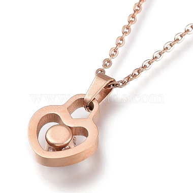 304 Stainless Steel Heart Padlock Pendant Necklaces(NJEW-I240-14)-4