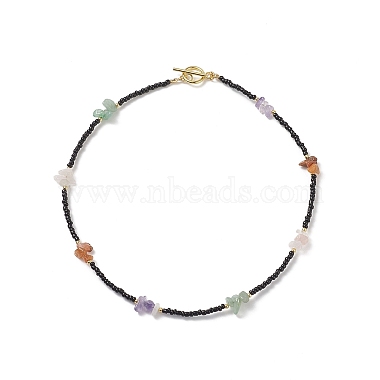 2Pcs 2 Style Natural Mixed Gemstone Chips & Glass Seed Beaded Necklaces Set for Women(NJEW-TA00051)-4