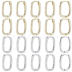 10 Pairs 2 Colors Brass Huggie Hoop Earrings, Oval, Mixed Color, 16x12x2mm, Pin: 1mm, 5pairs/color(EJEW-BBC0002-36)