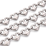 304 Stainless Steel Heart Link Chains, Unwelded, with Spool, Stainless Steel Color, 15.5x12.5x3.5mm, about 16.40 Feet(5m)/Roll(CHS-Q009-03P-03)