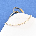 304 Stainless Steel Micro Pave Cubic Zirconia Tennis Bracelets for Women, Ion Plating(IP), Real 18K Gold Plated, 6-3/8 inch(16.2cm)(BJEW-A146-01G)