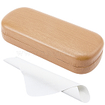 1Pc PVC Eyeglass Cases, Rectangle, with 1Pc Suede Fiber Glasses Cleaning Cloth, BurlyWood, 68x162x39mm(AJEW-CN0007-31B)