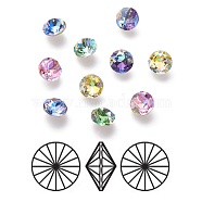 K9 Glass Rhinestone Cabochons, Shiny Laser Style, Imitation Austrian Crystal, Pointed Back & Back Plated, Faceted, Flat Round, Back Plated(GLAA-D001-11)