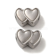 Non-Tarnish 304 Stainless Steel Beads, Heart, Stainless Steel Color, 8x12x6mm, Hole: 2.4mm(STAS-K285-45P)