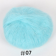 25g Angora Mohair Wool Knitting Yarn, for Shawl Scarf Doll Crochet Supplies, Pale Turquoise, 1mm(PW22070125561)