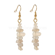 Natural White Moonstone Chip Beaded Dangle Earrings, Gemstone Drop Earrings for Women, Brass Jewelry, Golden, 50~54x7~11.5x5~8mm, Pin: 0.7mm(EJEW-JE04788-06)