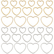 60Pcs 6 Style 304 Stainless Steel Linking Ring, Heart, Golden & Stainless Steel Color, 10.5~18x11.5~19.5x0.8mm, 10pcs/style(STAS-SC0004-53)