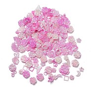 DIY Gradient Color Style Jewelry Making Finding Kits, Including Plastic Bead & Cabochon & Link & Pendants, Butterfly/Leaf/Flower/Bowknot/Shell/Star Shapes, Pearl Pink, 8~34.5x8~40x2~11mm, Hole: 1~6mm, about 804pcs/500g(KY-F020-01F)