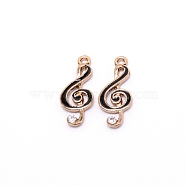 Alloy Enamel Pendants, with Crystal Rhinestone, Musical Note, Golden, Black, 22x9x2mm, Hole: 1.5mm(ENAM-WH0049-25G-06)