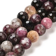 Natural Tourmaline Beads Strands, Faceted Round, 7.8~8.8mm, Hole: 1mm, about 47~49pcs/strand, 15.08''~15.24''(38.3~38.7cm)(G-K345-A01-02)