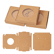 Square Kraft Paper Jewelry Storage Boxes, Necklaces Earrings Gift Case with Windows, Round, 6x6x1cm, Window: 35mm(CON-TAC0001-04C)