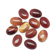 Natural Agate Cabochons, Dyed, Oval, FireBrick, 10x8x4~5mm(G-R415-8x10-01)
