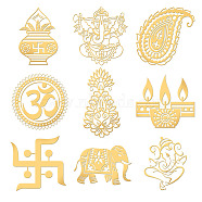 Nickel Decoration Stickers, Metal Resin Filler, Epoxy Resin & UV Resin Craft Filling Material, Religion Theme, Indian, Sign Pattern, 40x40mm, 9 style, 1pc/style, 9pcs/set(DIY-WH0450-039)