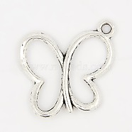 Tibetan Style Alloy Pendants, Cadmium Free & Nickel Free & Lead Free, Butterfly, Antique Silver, 17x19x2mm, Hole: 2mm(TIBEP-13546-AS-NR)