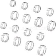 DICOSMETIC 16Pcs 8 Size 316 Stainless Steel Grooved Finger Ring for Men Women, Stainless Steel Color, Inner Diameter: US Size 5 1/2~14(16.1~23mm), 2Pcs/size(RJEW-DC0001-09A)