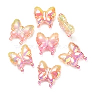 UV Plating Rainbow Iridescent Acrylic Beads, Gradient Beads, Butterfly, Champagne Yellow, 30x29x10mm, Hole: 2mm(OACR-G012-09C)