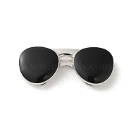 Alloy Slide Charms, with Enamel, Glasses, Platinum, 18.5x44x7.5mm, Hole: 38x3mm(FIND-A042-14P)